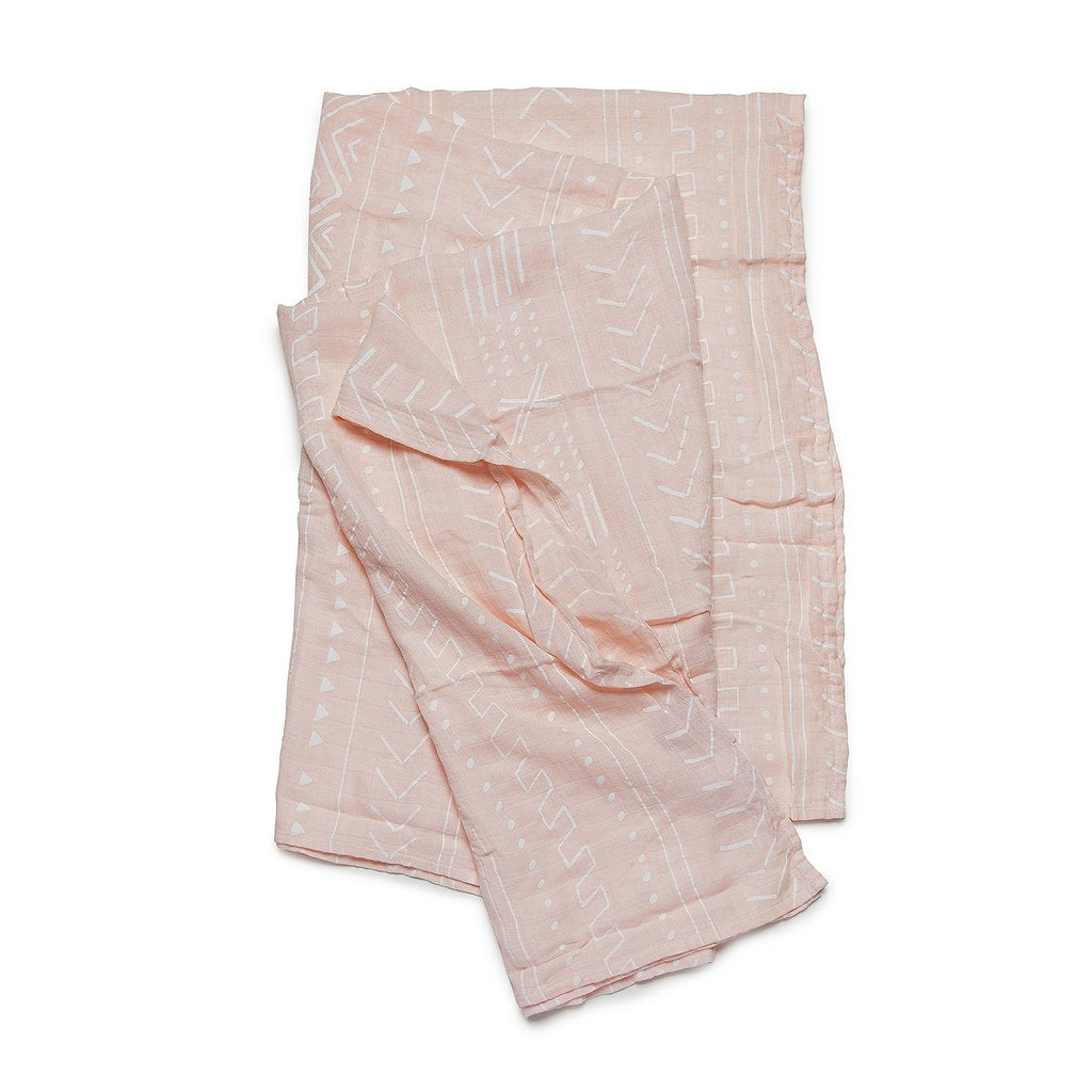 Muslin Swaddle in Pink Mudcloth by Loulou Lollipop