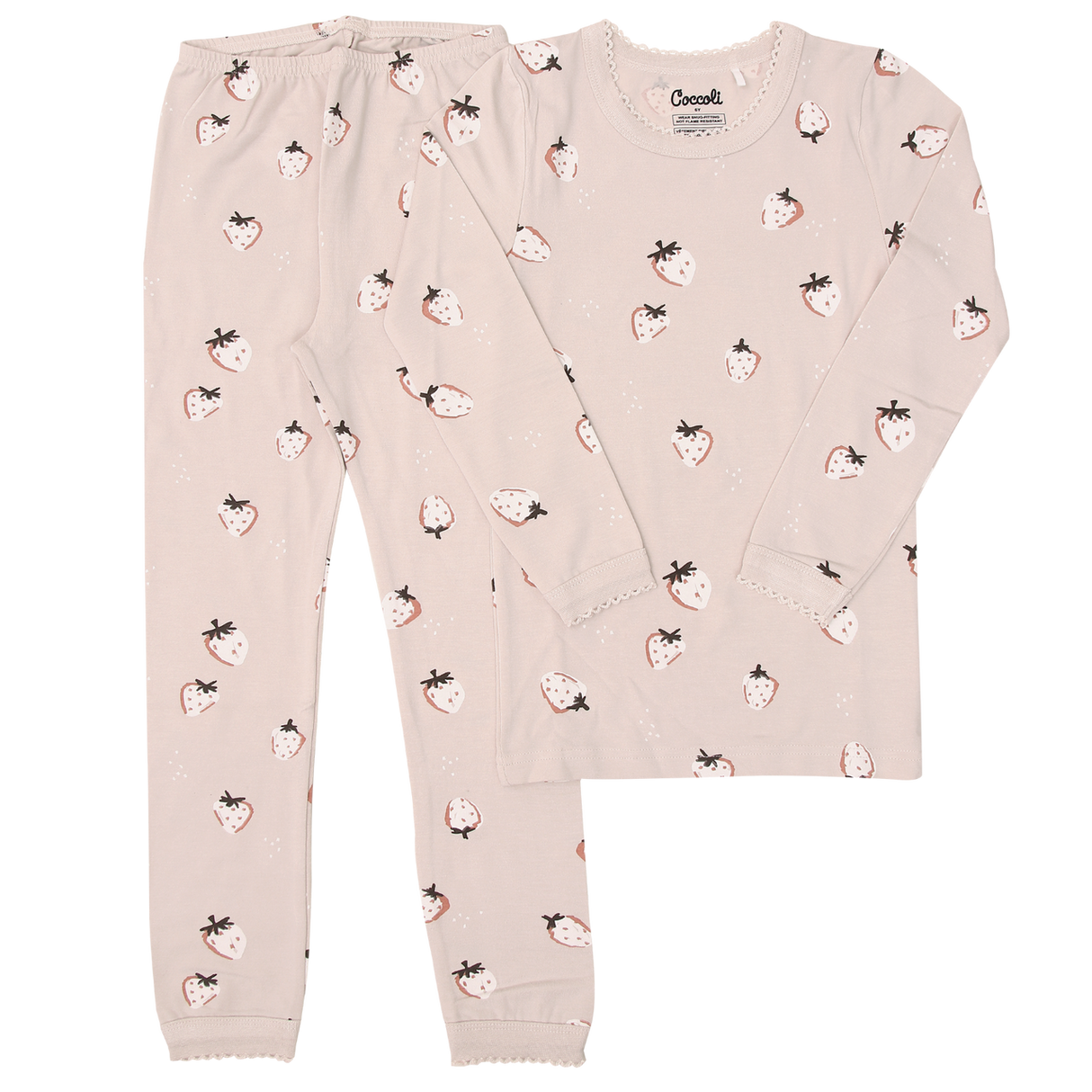 Long Sleeve Pajama in Dusty Pink Strawberries by Coccoli
