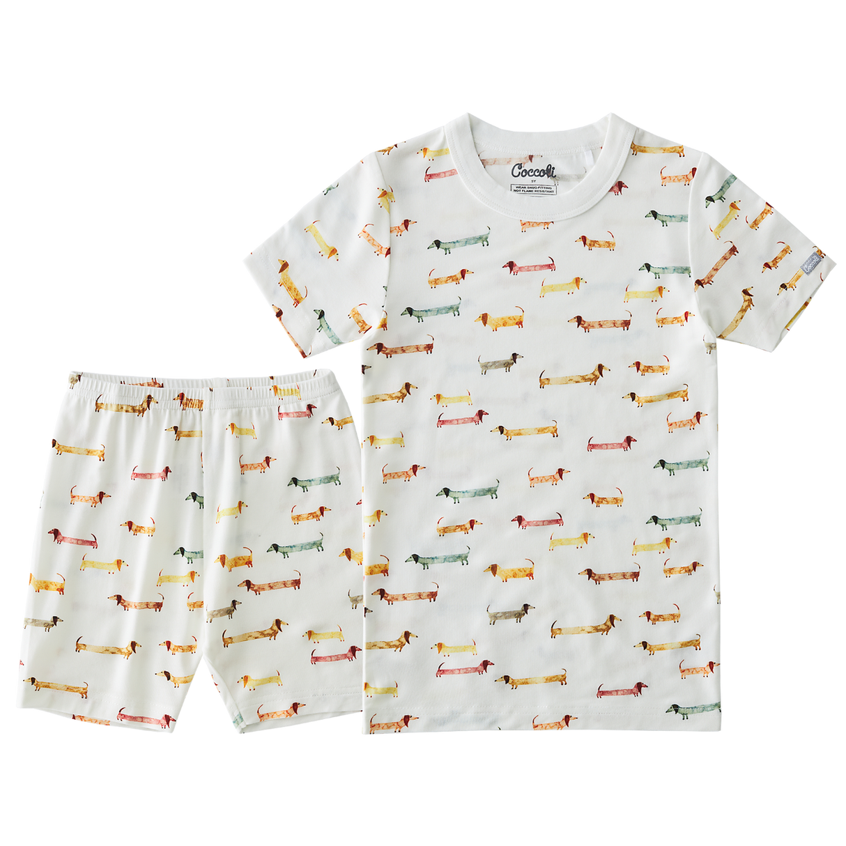 Short Sleeve Pajama in Cream Dogs by Coccoli