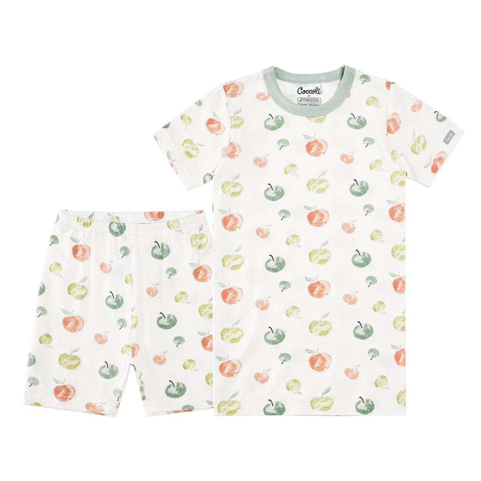 Short Sleeve Pajama in Cream Apples by Coccoli