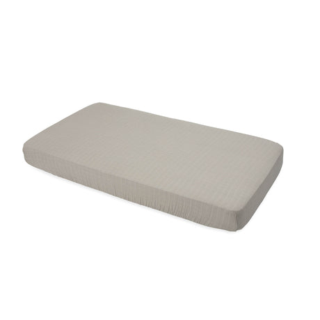 Cotton Muslin Crib Sheet in Warm Grey by Little Unicorn