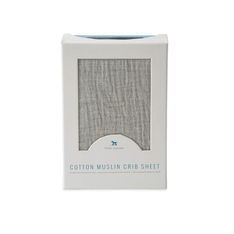 Cotton Muslin Crib Sheet in Warm Grey by Little Unicorn