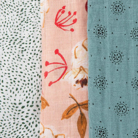 Cotton Muslin Swaddle Blanket Set in Vintage Floral by Little Unicorn