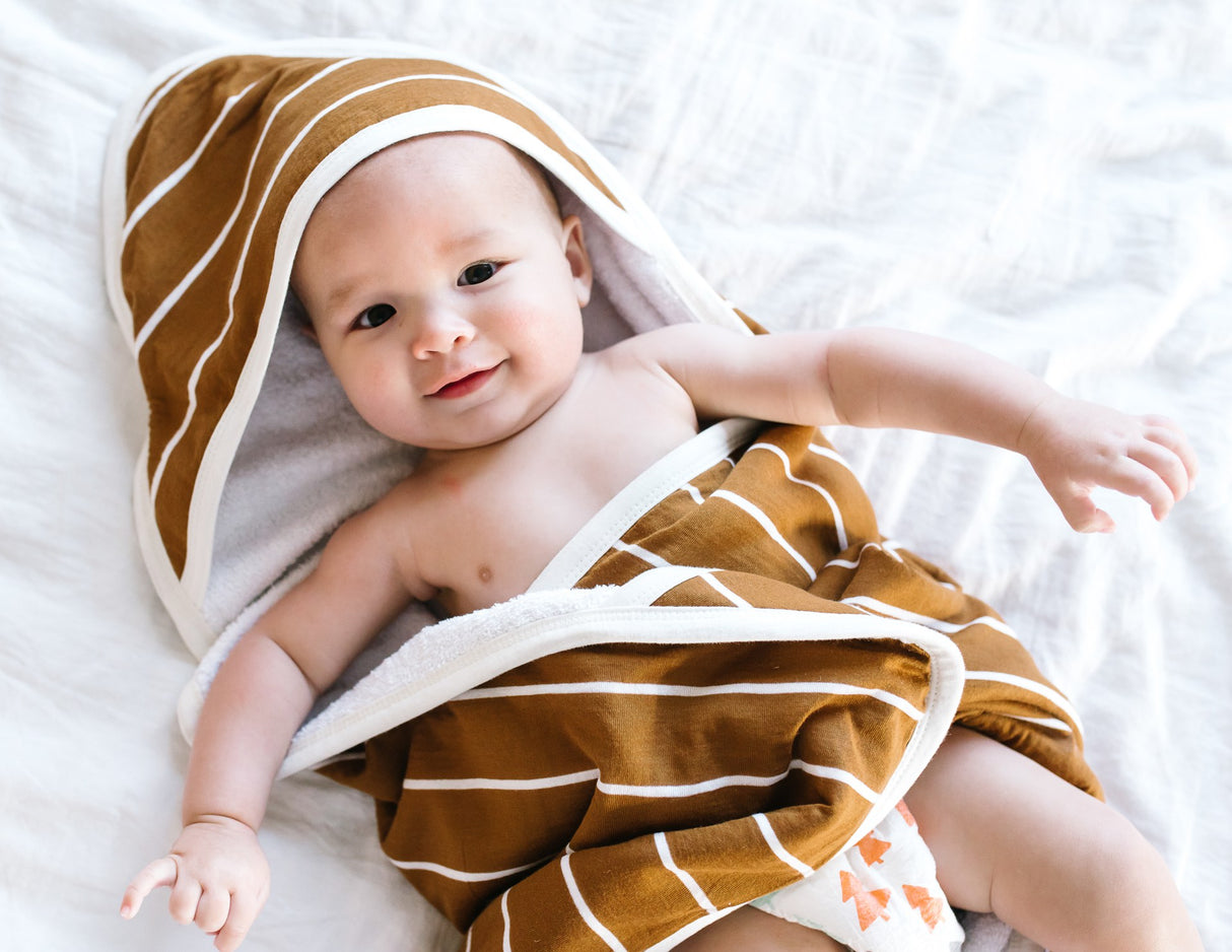 Knit Hooded Towel in Camel by Copper Pearl