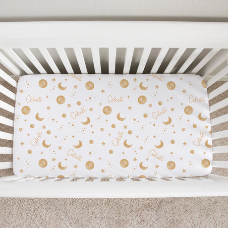 Sugar + Maple Personalized Crib Sheet | Among the Stars
