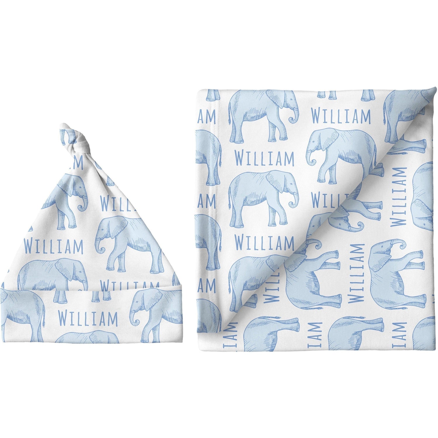Sugar + Maple Personalized Blanket & Hat Set | Elephant