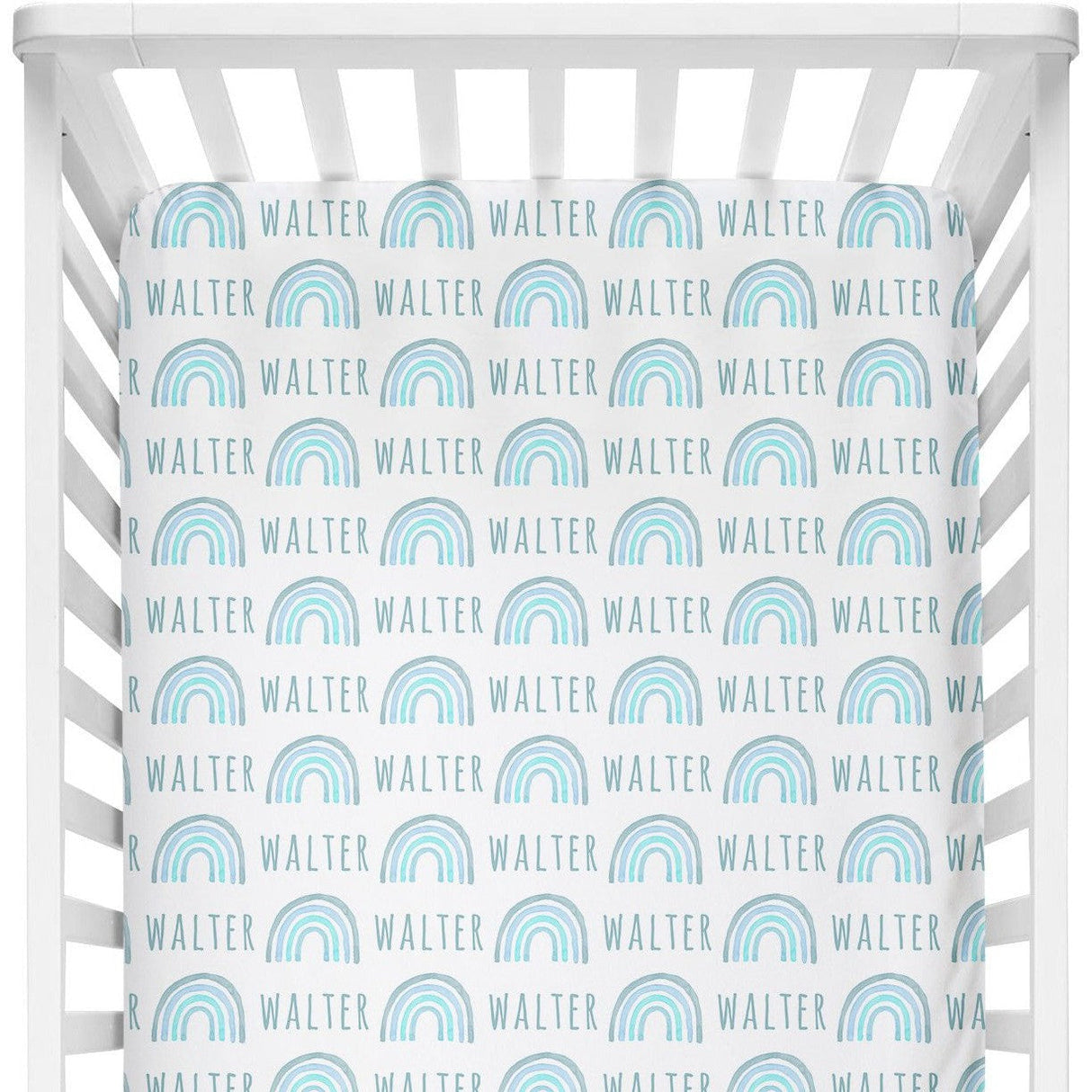 Sugar + Maple Personalized Crib Sheet | Rainbow