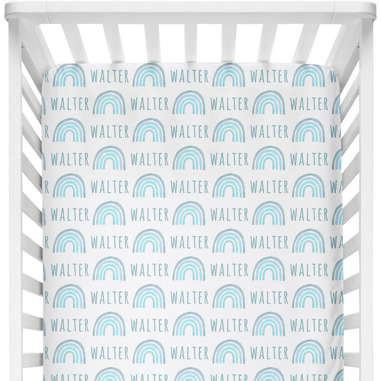 Sugar + Maple Personalized Crib Sheet | Rainbow