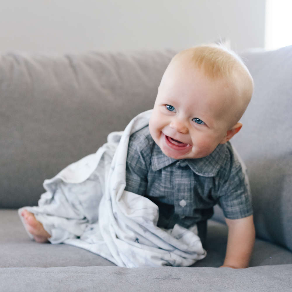 Knit Swaddle Blanket in Marble by Copper Pearl