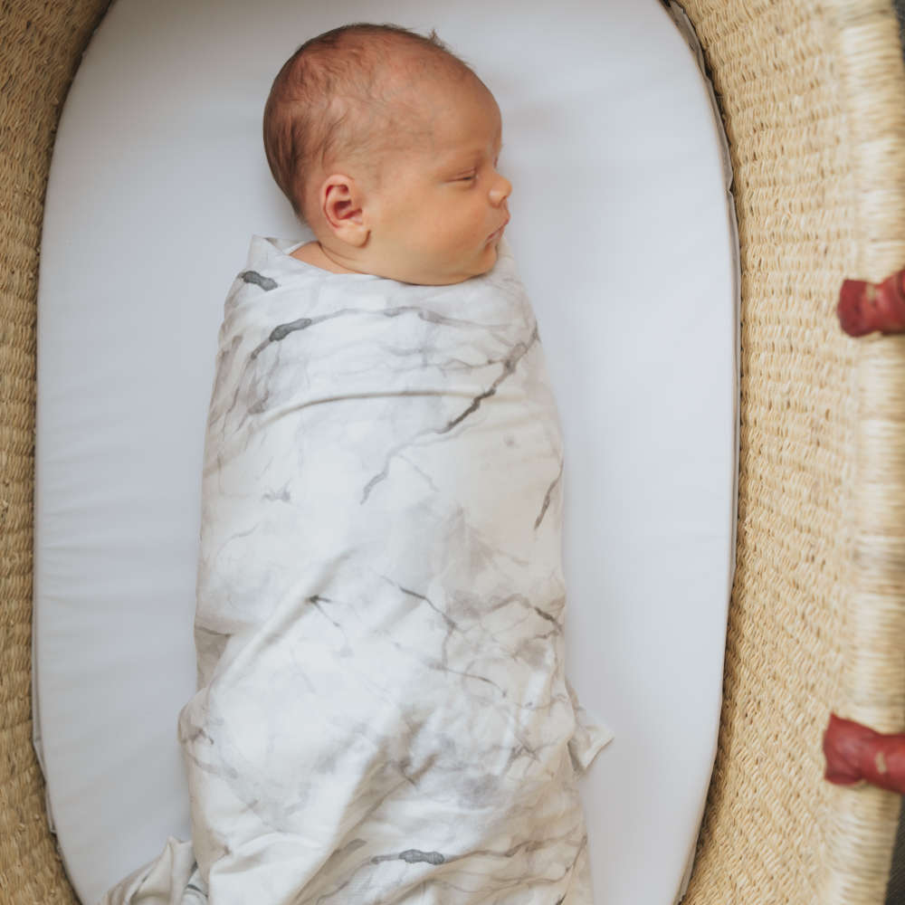 Knit Swaddle Blanket in Marble by Copper Pearl