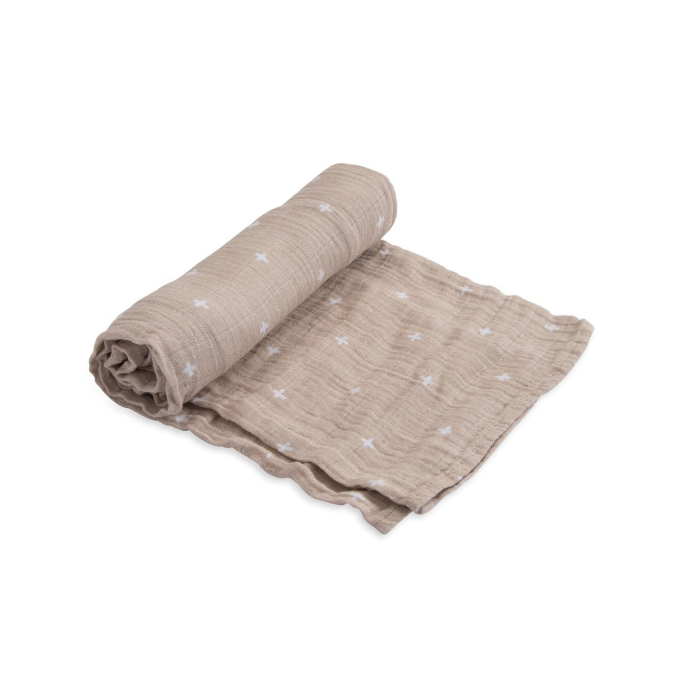 Cotton Muslin Swaddle Single in Taupe Cross by Little Unicorn