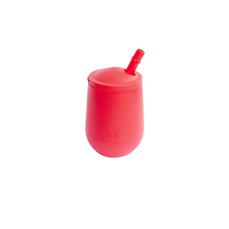 Silicone Mini Cup + Straw Training System in Coral by EZPZ