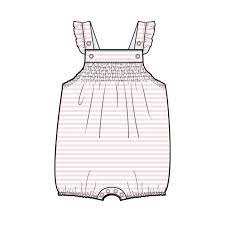 Angel Dear - Smocked Overall Shortie - Bunny Stripe