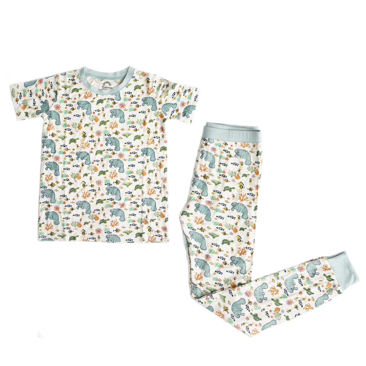 Emerson and Friends - Manatee Short Sleeve Bamboo Toddler Pajama Set