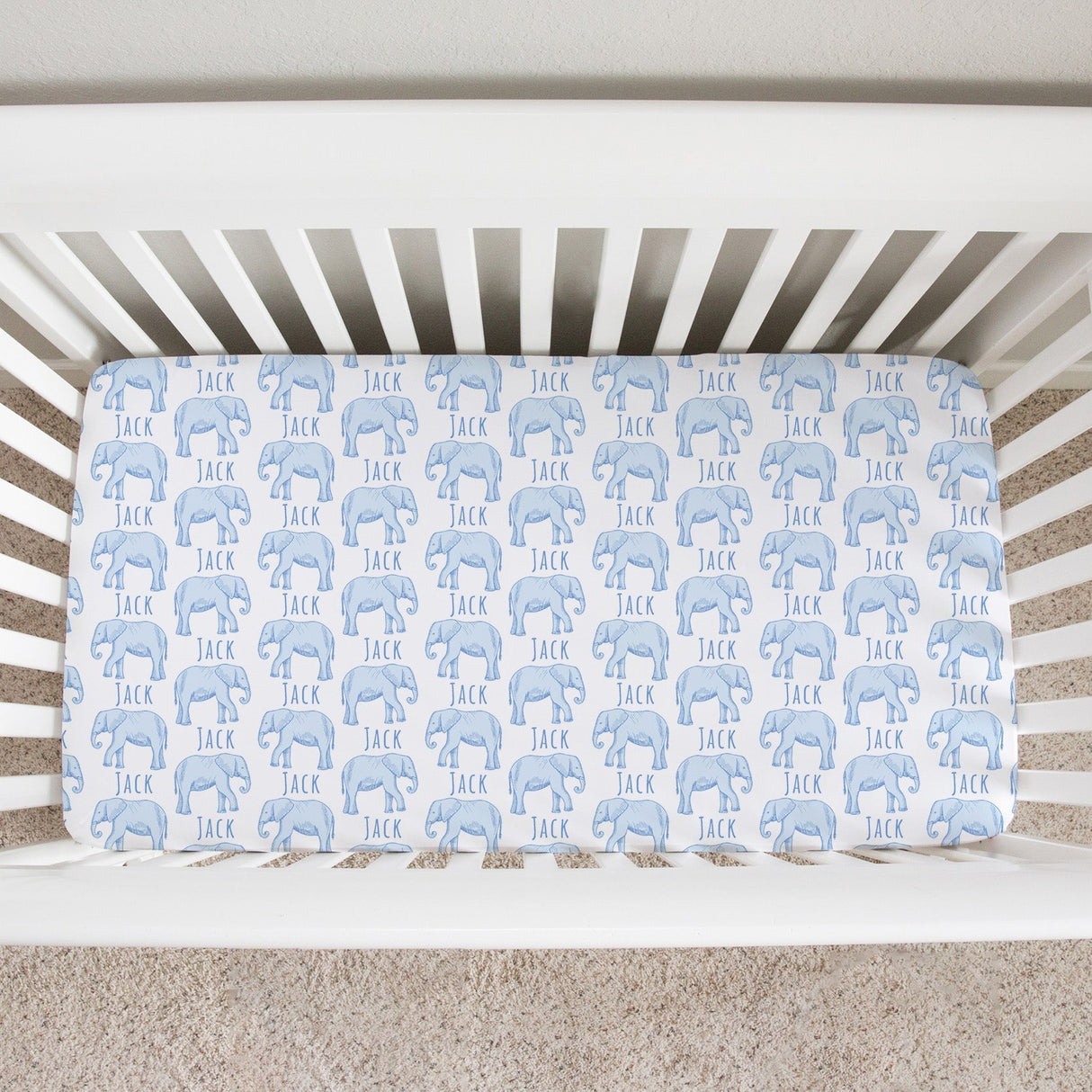 Sugar + Maple Personalized Crib Sheet | Elephant