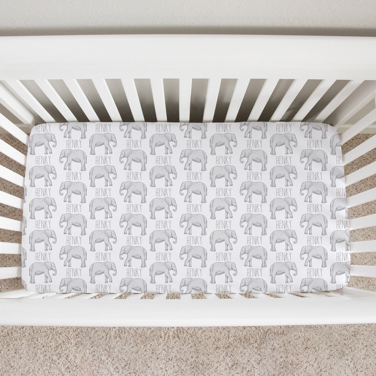 Sugar + Maple Personalized Crib Sheet | Elephant