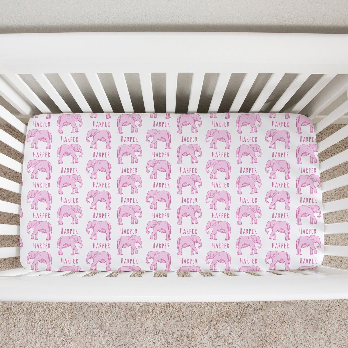 Sugar + Maple Personalized Crib Sheet | Elephant