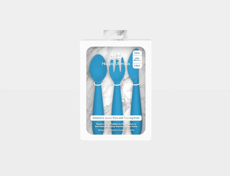 Happy Utensils by EZPZ in Blue