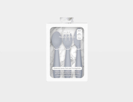 Happy Utensils by EZPZ in Pewter