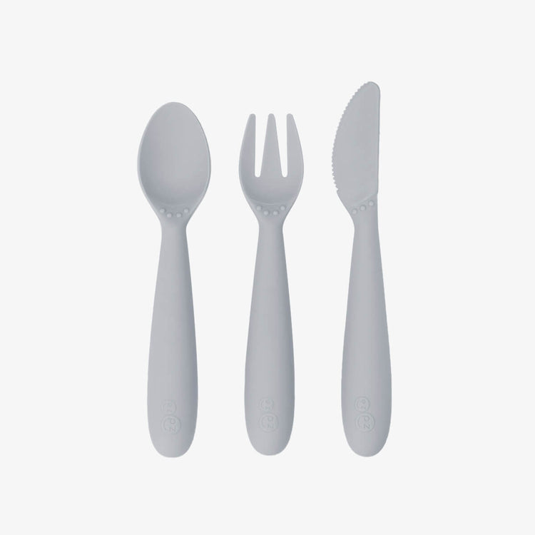 Happy Utensils by EZPZ in Pewter