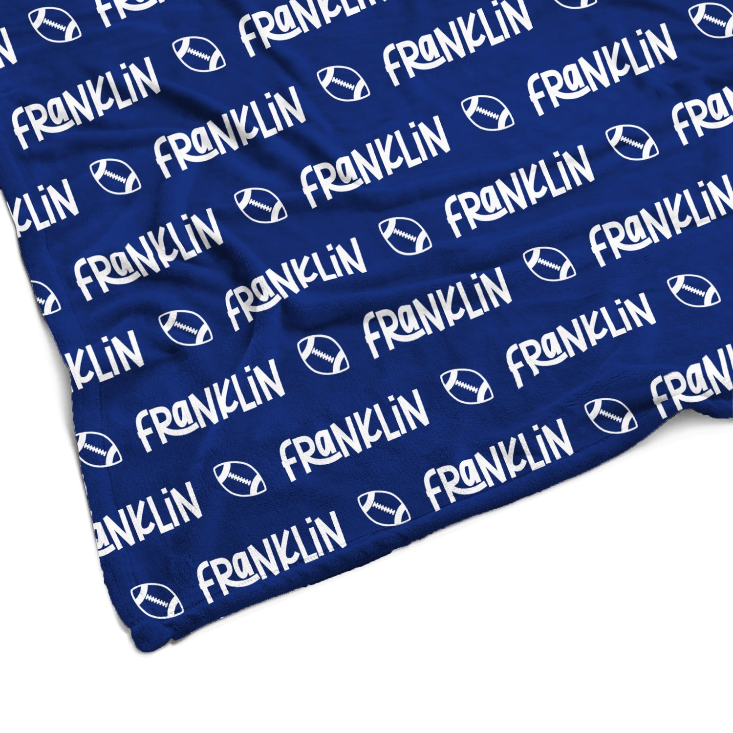 Sugar + Maple Plush Minky Fleece Personalized Blanket | Football Icon Repeating Name