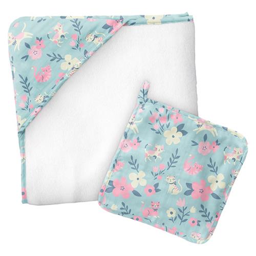 Stephen Joseph - Hooded Towel & Washcloth Set - Cat