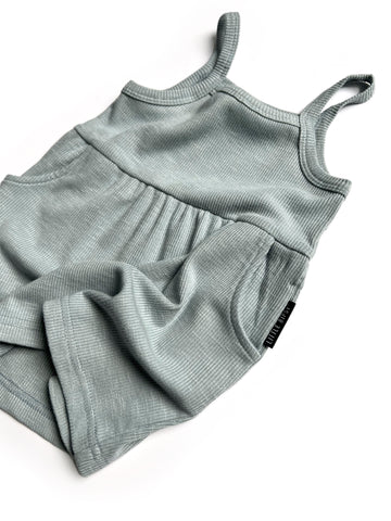 Ribbed Tank Dress in Sea Side by Little Bipsy