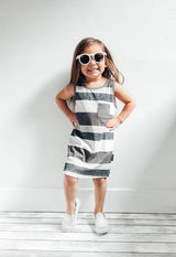 Washed Stripe Pocket Dress by Little Bipsy