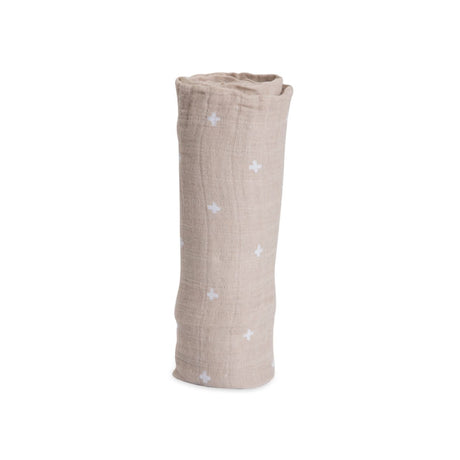 Cotton Muslin Swaddle Single in Taupe Cross by Little Unicorn