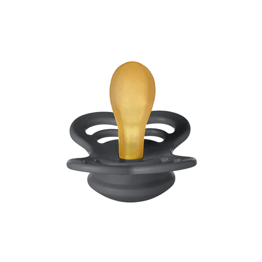 BIBS - Pacifier 2 pk Supreme Collection - Iron/Baby Blue