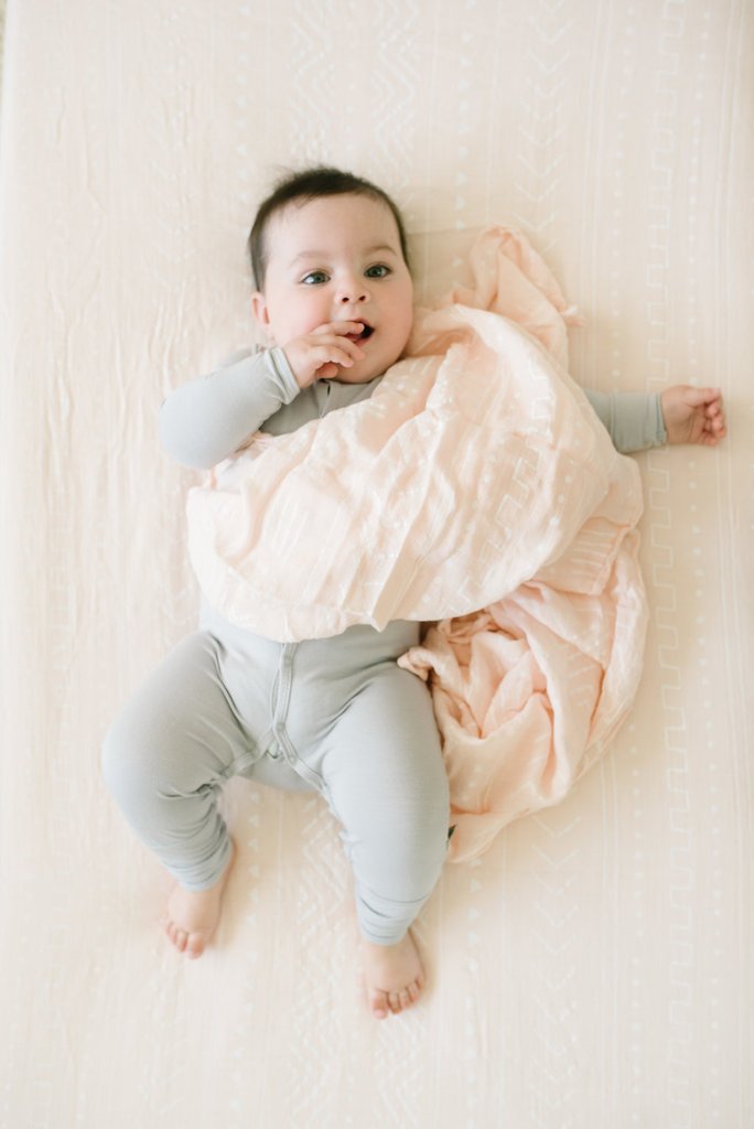 Muslin Swaddle in Pink Mudcloth by Loulou Lollipop