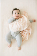 Muslin Swaddle in Pink Mudcloth by Loulou Lollipop