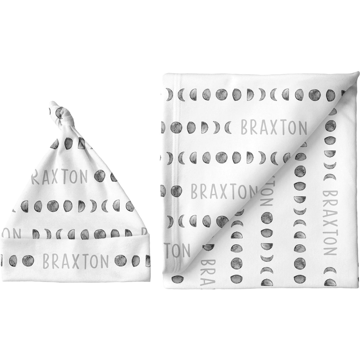 Sugar + Maple Personalized Blanket & Hat Set | Moon Phases
