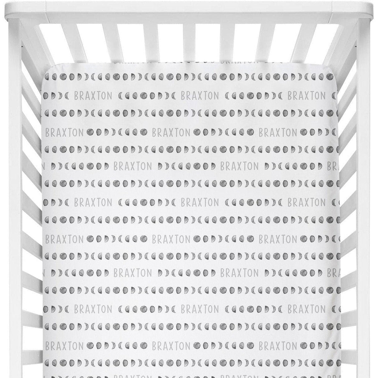 Sugar + Maple Personalized Crib Sheet | Moon Phases