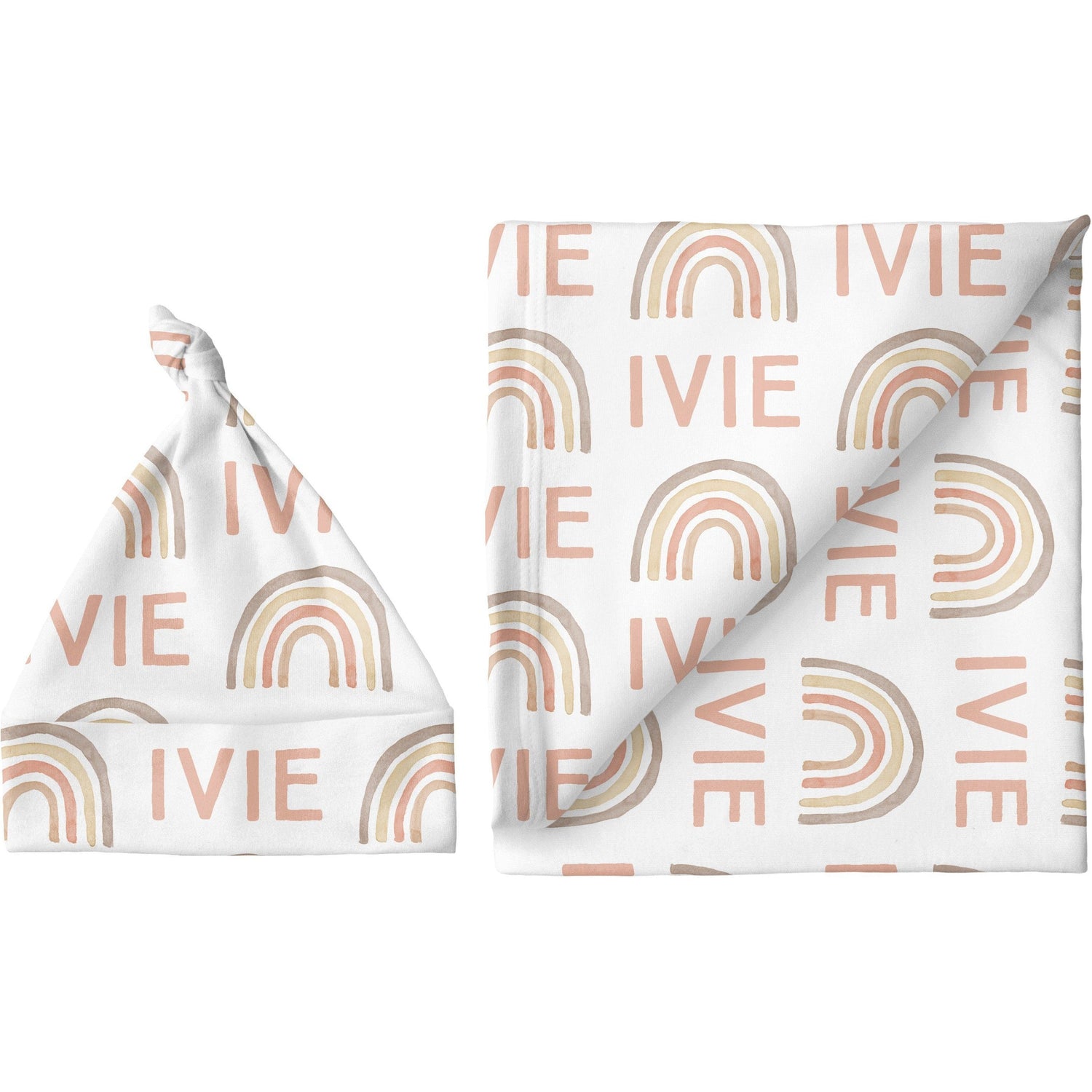 Sugar + Maple Personalized Blanket & Hat Set | Rainbow