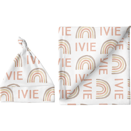 Sugar + Maple Personalized Blanket & Hat Set | Rainbow