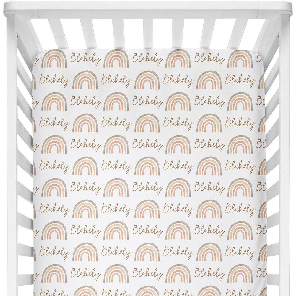 Sugar + Maple Personalized Crib Sheet | Rainbow