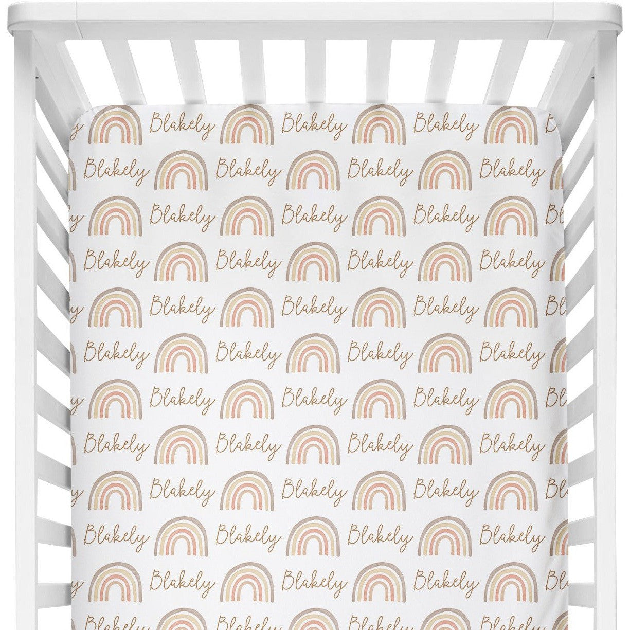 Sugar + Maple Personalized Crib Sheet | Rainbow