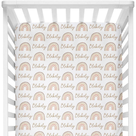 Sugar + Maple Personalized Crib Sheet | Rainbow