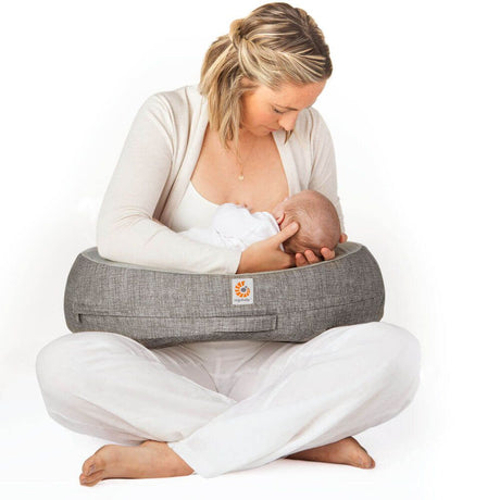 Natural Curve Nursing Pillow in Grey with Strap by Ergobaby