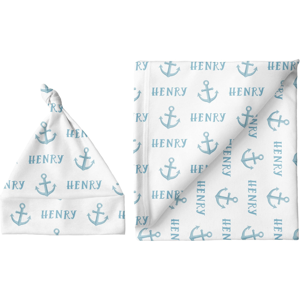 Sugar + Maple Personalized Blanket & Hat Set | Anchor
