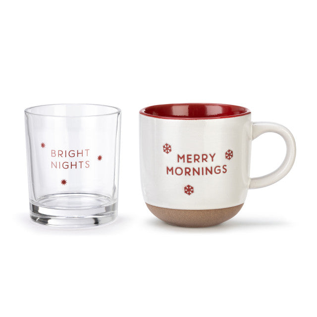 Merry & Bright Christmas Mug & Glass Set by Demdaco
