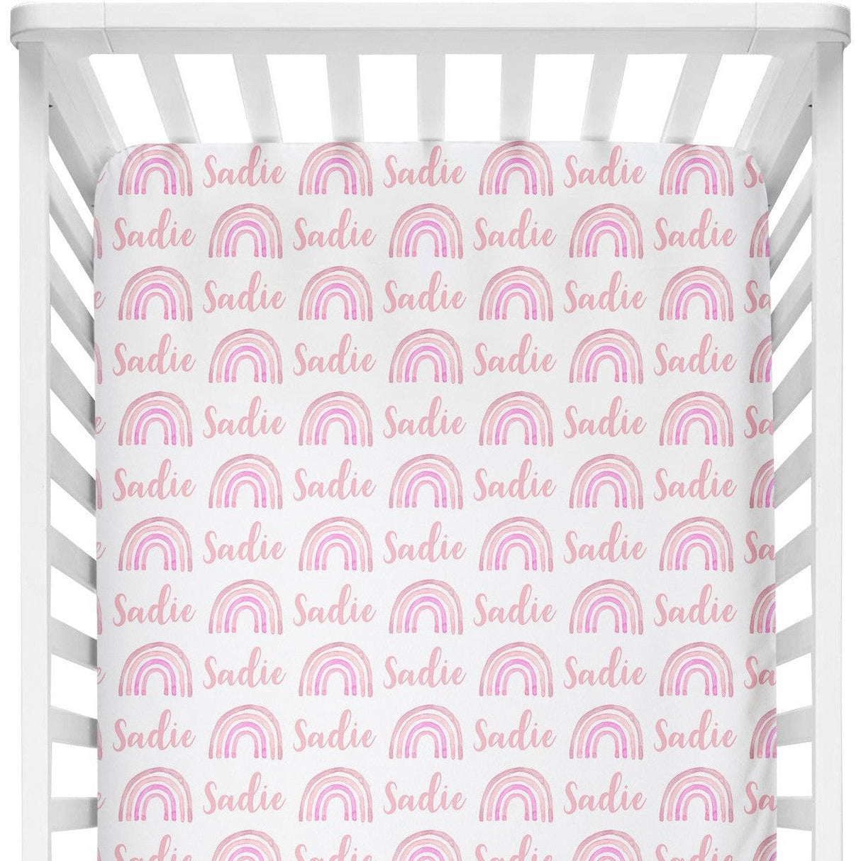 Sugar + Maple Personalized Crib Sheet | Rainbow