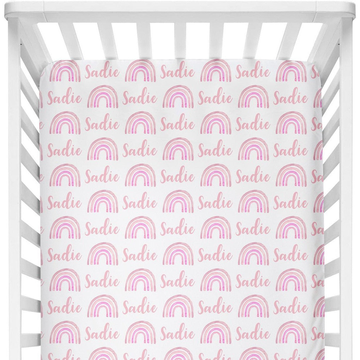 Sugar + Maple Personalized Crib Sheet | Rainbow