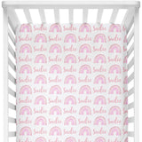Sugar + Maple Personalized Crib Sheet | Rainbow