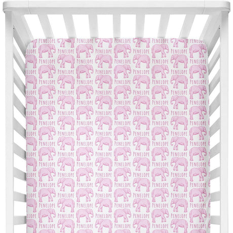 Sugar + Maple Personalized Crib Sheet | Elephant
