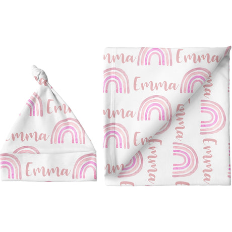Sugar + Maple Personalized Blanket & Hat Set | Rainbow