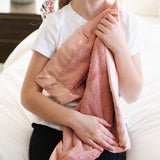 Satin Border Mini Blanket in Dusty Peach by Saranoni