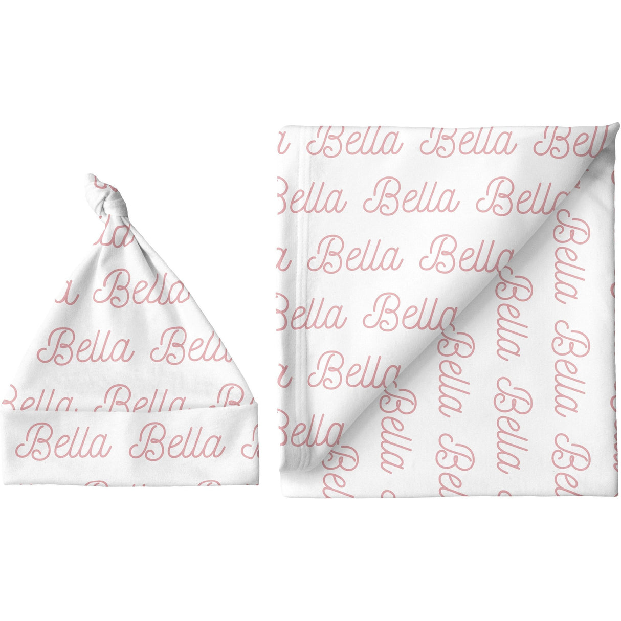 Sugar + Maple Personalized Blanket & Hat Set | Repeating Name