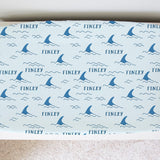 Sugar + Maple Personalized Changing Pad Cover | Shark Fin